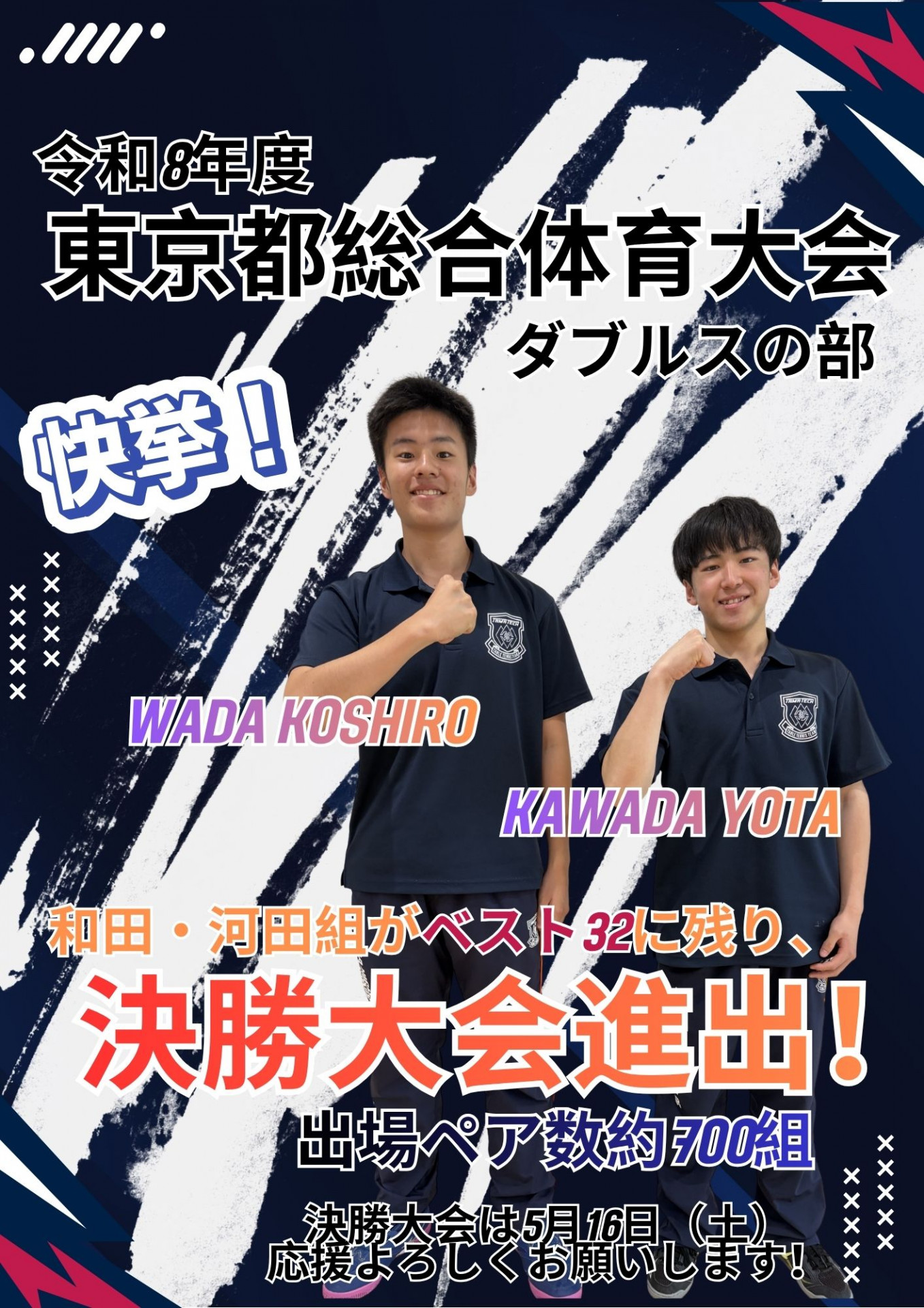 令和8年度　インターハイ予選　ダブルスの部　結果報告